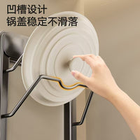 Kitchen Suction Cup Pot Lid Holder Wall Mounted No-Drill Multi-functional Chopping Board Storage Rack