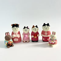 Zakka Cat DIY Chinese Wedding Groom Bride Miniature Scene Resin Figurine