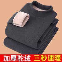 Men's Thermal Underwear Set Fleece Lined Self-Heating High-Neck Base Layer