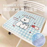 Cartoon Ice Silk Seat Cushion for Office and Home Chairs, Breathable and Non-slip