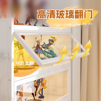 Sanwei Steel Display Cabinet with LED Lights for Collectibles, Dustproof Glass Door Showcase for Living Room, Blind Box Model Organizer