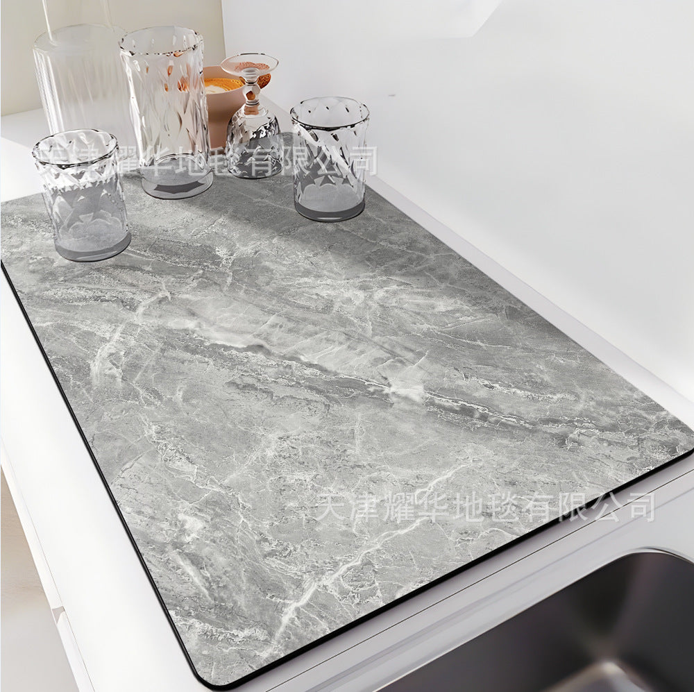 Diatomaceous Earth Kitchen Drain Mat for Countertops, Absorbent and Quick-Drying Dish Drying Mat, Heat-Resistant Coaster