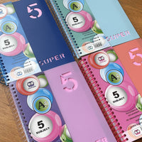 A4 Large Capacity French Ruled Spiral Notebook with Colored Dividers for Students and Office