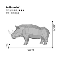 3D Papercraft Rhinoceros Model Kit - DIY Geometric Wildlife Sculpture for Home Decor