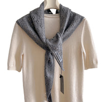 Korean Vintage Hollow Knit Triangle Shawl Scarf with Wool for Women