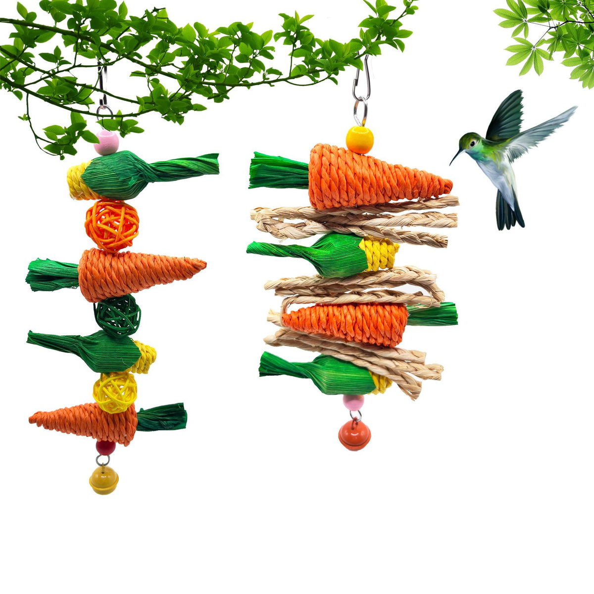 Pet Bird Chew Toy for Parrots Hamsters Rabbits Chinchillas, Teeth Grinding Hanging Cage Decor