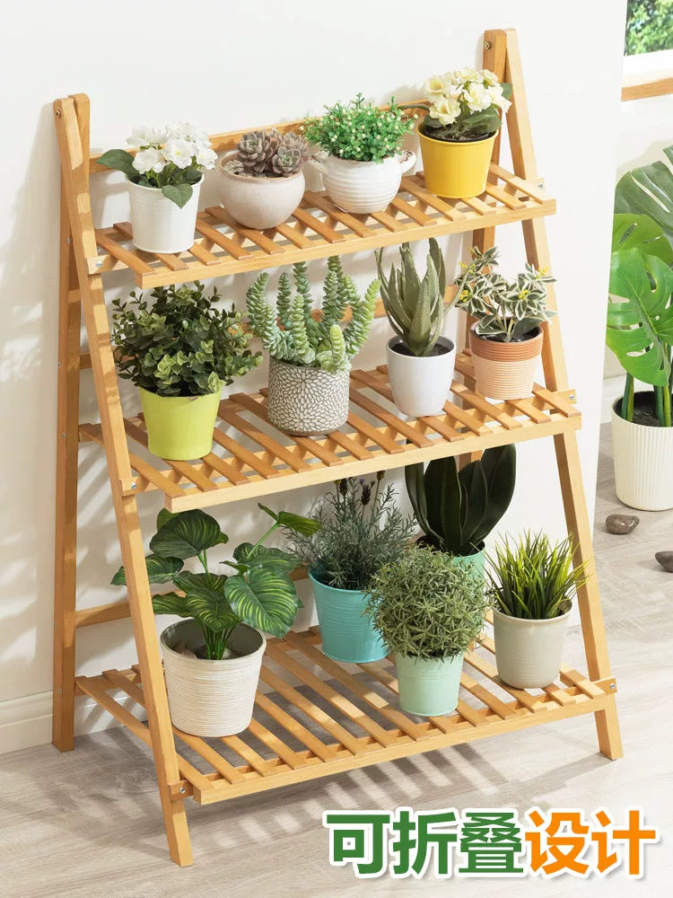 MUMAREN Multi-tier Foldable Plant Stand for Indoor/Outdoor Balcony Decor
