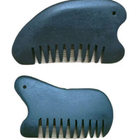 Black Bian Stone Gua Sha Board and Comb for Face and Body Massage