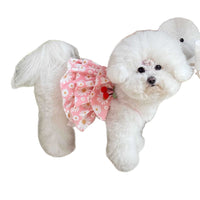 Pet Cherry Daisy Cake Dress Breathable Sling Skirt for Small Dogs and Cats