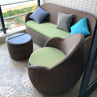 Outdoor Patio Wicker Bistro Set with Coffee Table and Ottoman, PE Rattan Garden Furniture