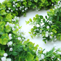 Artificial Eucalyptus Garland with Gypsophila for Home Decor and Pipe Concealment