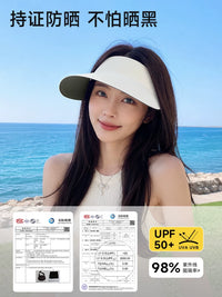 Sun Protection Visor Hat with Face Mask for Cycling, Wide Brim Anti-UV Sun Hat