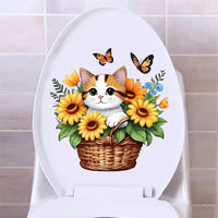 Creative Cute Toilet Seat Stickers, Waterproof Decorative Bathroom Wall Decals for Restrooms