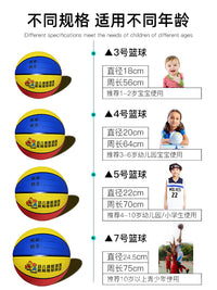 Professional Rubber Basketball for Kids and Students - Sizes 3, 4, 5, 7 for Kindergarten to Elementary School Training