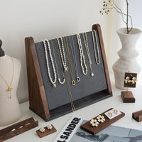 Solid Walnut Wood Necklace Display Stand for Pendants and Jewelry