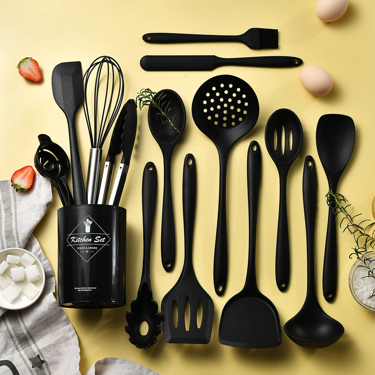 Silicone Kitchen Utensil Set with Non-stick Spatulas and Ladles, Heat-Resistant Cooking Tools