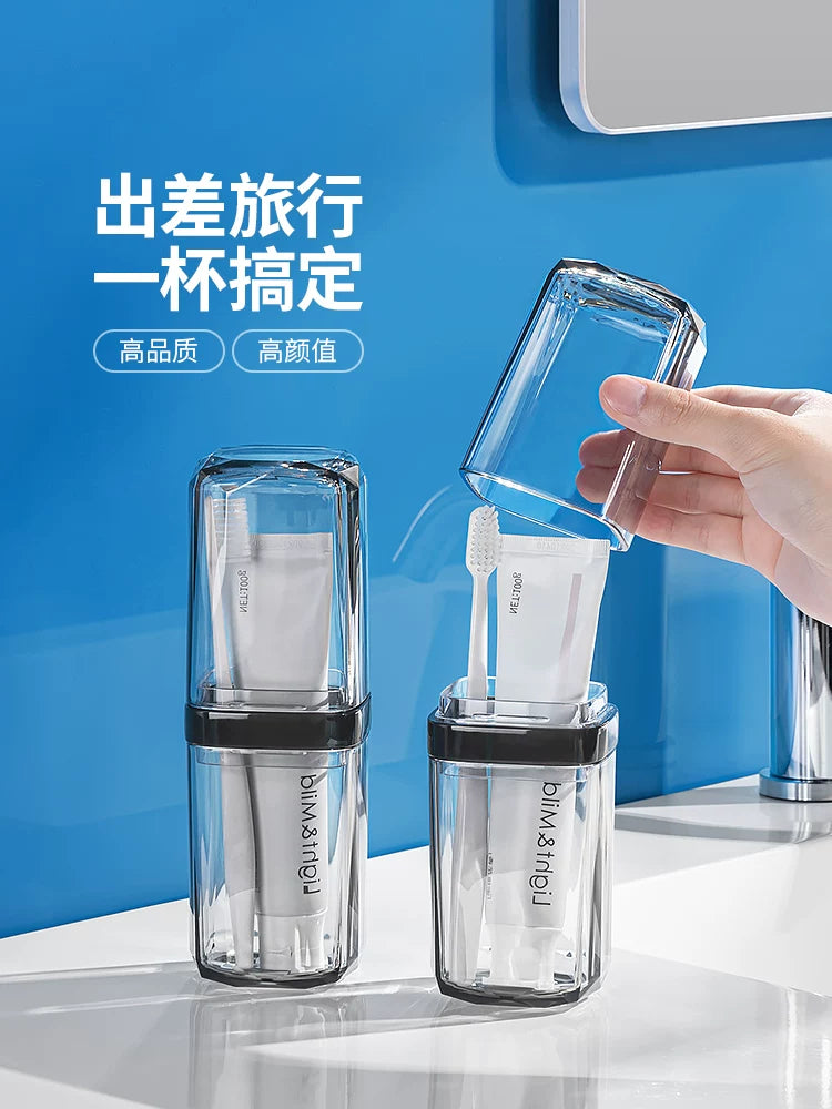 Portable Travel Wash Kit Toothbrush Toothpaste Storage Case Mouthwash Cup Set