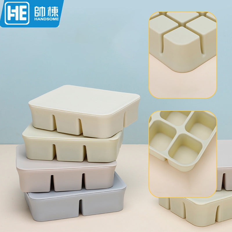 Baby Silicone Food Storage Container High Temperature Resistant Freezer Tray with Lid Fresh-keeping Seal