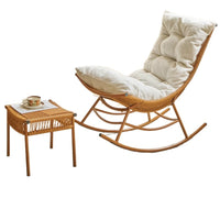 Moon-Gazing Wicker Rocking Chair for Outdoor Patio Garden Balcony, PE Rattan Leisure Lounge Chair