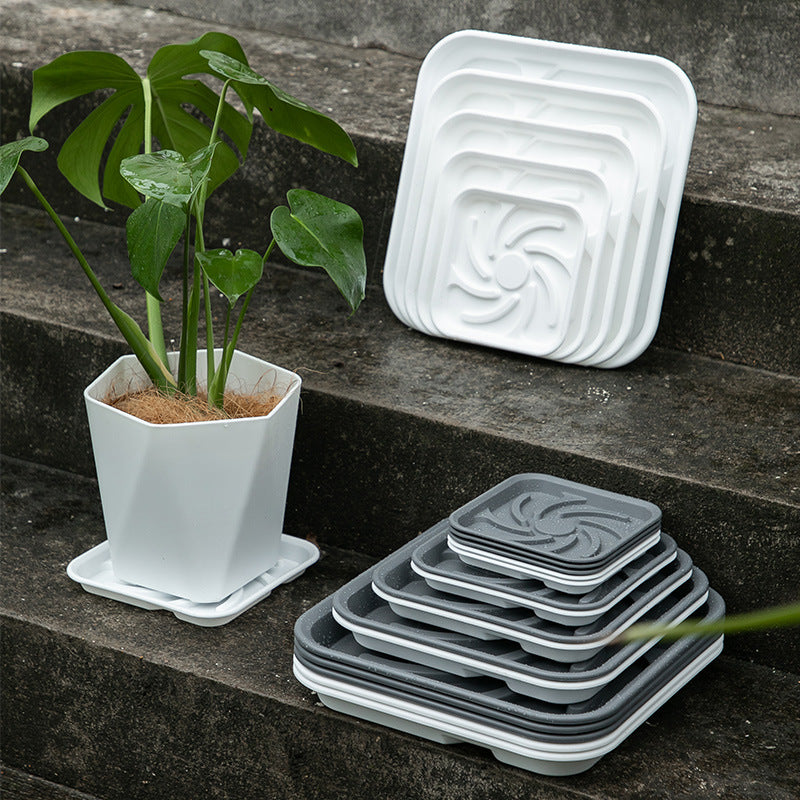 Plastic Plant Pot Saucer with Water Reservoir, Breathable Square Base Tray, PP Water Catching Tray, Mobile Flower Pot Base