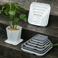 Plastic Plant Pot Saucer with Water Reservoir, Breathable Square Base Tray, PP Water Catching Tray, Mobile Flower Pot Base