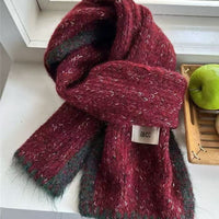 Vintage Blended Wool Knitted Scarf Korean Style Thickened Winter Neck Warmer
