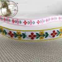 Embroidered Floral Jacquard Ribbon Trim for Hanfu Doll Clothes DIY Crafts