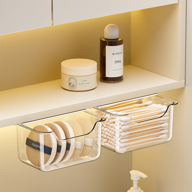 Wall-Mounted Storage Box for Bathroom & Dorm, Punch-Free Organizer for Cosmetics & Toiletries