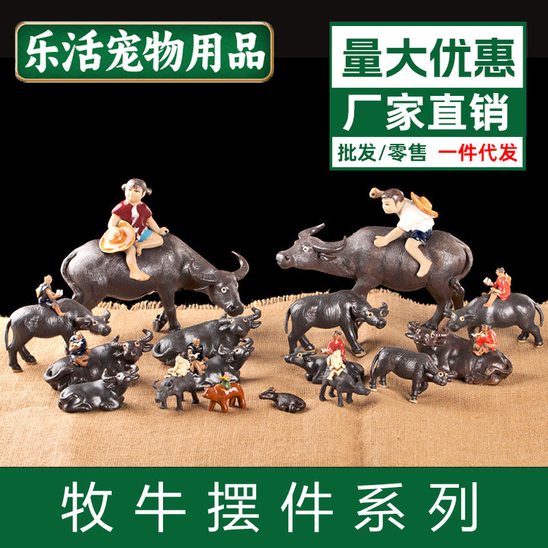 Aquarium Mountain Ornament with Suction Stone and Animal Figurines for Fish Tank Landscaping