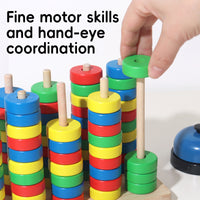 Wooden Rainbow Stacking Rings Educational Toy for Toddlers