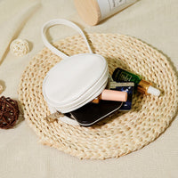 Mini Round PU Coin Purse with Custom Print Option, Portable Earphone & Cosmetic Storage Bag