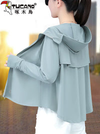 Women's Ice Silk Sun Protection Cape Cardigan with Mesh Back