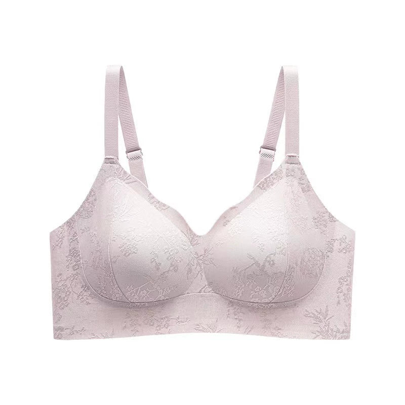 Wireless Embroidered Jacquard Push-Up Bra with Soft Support