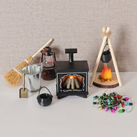 Miniature Dollhouse Outdoor Hanging Stove Model & Accessories Set