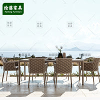 Outdoor Rattan Wicker Patio Furniture Set with Table and Chairs for Garden Balcony