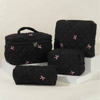 Embroidered Bow Large Capacity Cosmetic Bag Set
