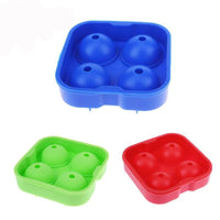 Silicone 4-Sphere Ice Ball Maker Tray with Lid for Whiskey and Cocktails