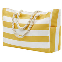 Bohemian Striped Canvas Beach Bag Large Capacity Travel Tote Shopping Handbag
