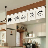 Cute Cat Print Japanese Noren Doorway Curtain for Kitchen Bedroom Decor