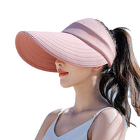 Women's Wide Brim Sun Visor Hat UV Protection Quick Dry Empty Top for Outdoor Cycling
