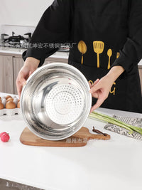 Stainless Steel Colander and Basin Set for Kitchen, Thickened Large Hole Drain Basket for Washing Vegetables and Rice