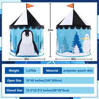 Kids Penguin Pop-Up Play Tent Indoor Outdoor Foldable Playhouse