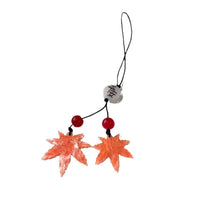 Maple Leaf Red Beaded Phone Charm Keychain Hand-Woven Pendant for Students