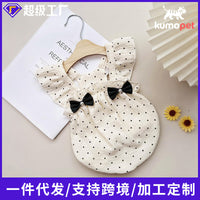 Pet Polka Dot Pearl Bowknot Sling Dress for Cats and Dogs - Skin-Friendly and Comfortable for All Seasons