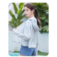 2025 New Black Glue Yarn Ice-Feel Sun Protection Jacket with Large Brim for Women