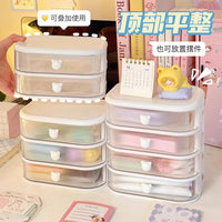 Desktop Study Desk Organizer Office Storage Box Stationery Pen Holder Tabletop Shelf Cute Drawer Type