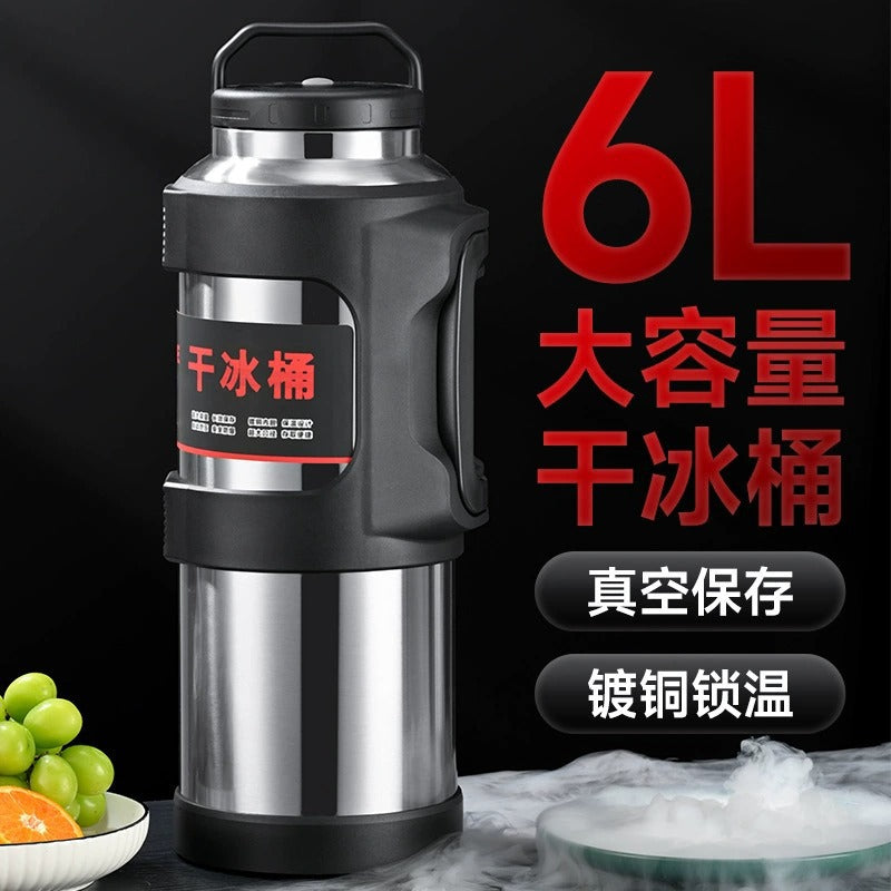 Large Capacity Travel Insulated Kettle 304 Stainless Steel Pressure Relief Explosion-Proof Dry Ice Bucket Portable Wide Mouth Vacuum Flask