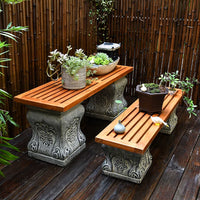 Chinese Style Artificial Stone Pedestal Garden Decor Wooden Flower Stand