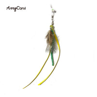 AmyCarol Feather Teaser Wand Toy for Cats with Crinkle Paper and Long Rope