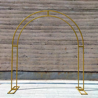 Wedding Arch Backdrop Stand Metal Double Pole Curved Floral Decor Frame for Ceremony Event